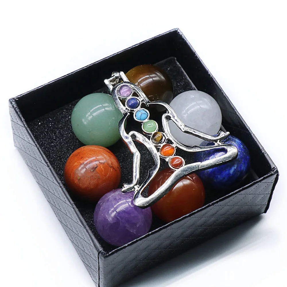 

7 Chakra Crystal Ball Sphere Set Natural Reiki Healing Crystals Beads Chakra Stones Yoga Meditation Pendant Necklace