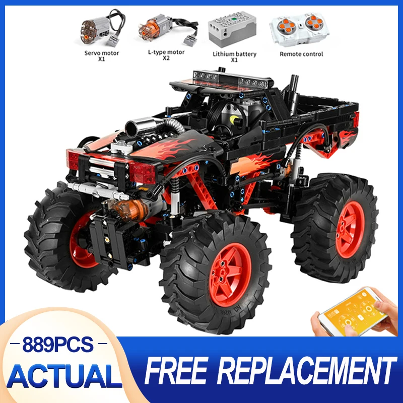 

MOULD KING 18008 City RC Off-Road Flame Climbing Trucks Car Off-Road Racing Remote Control Building Blocks Bricks Toys Gift