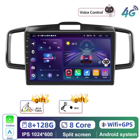 Автомобильный мультимедийный видеоплеер Podofo, автомагнитола 2DIN с 4G CarPlay для Honda Freed 1 Спайк 2008-2016 Android Радио экран