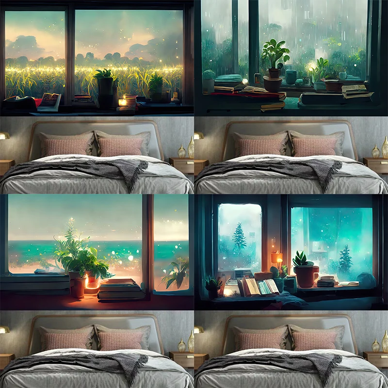 Украшение для окна гобелен на стену подвесная ткань в стиле хиппи богемное