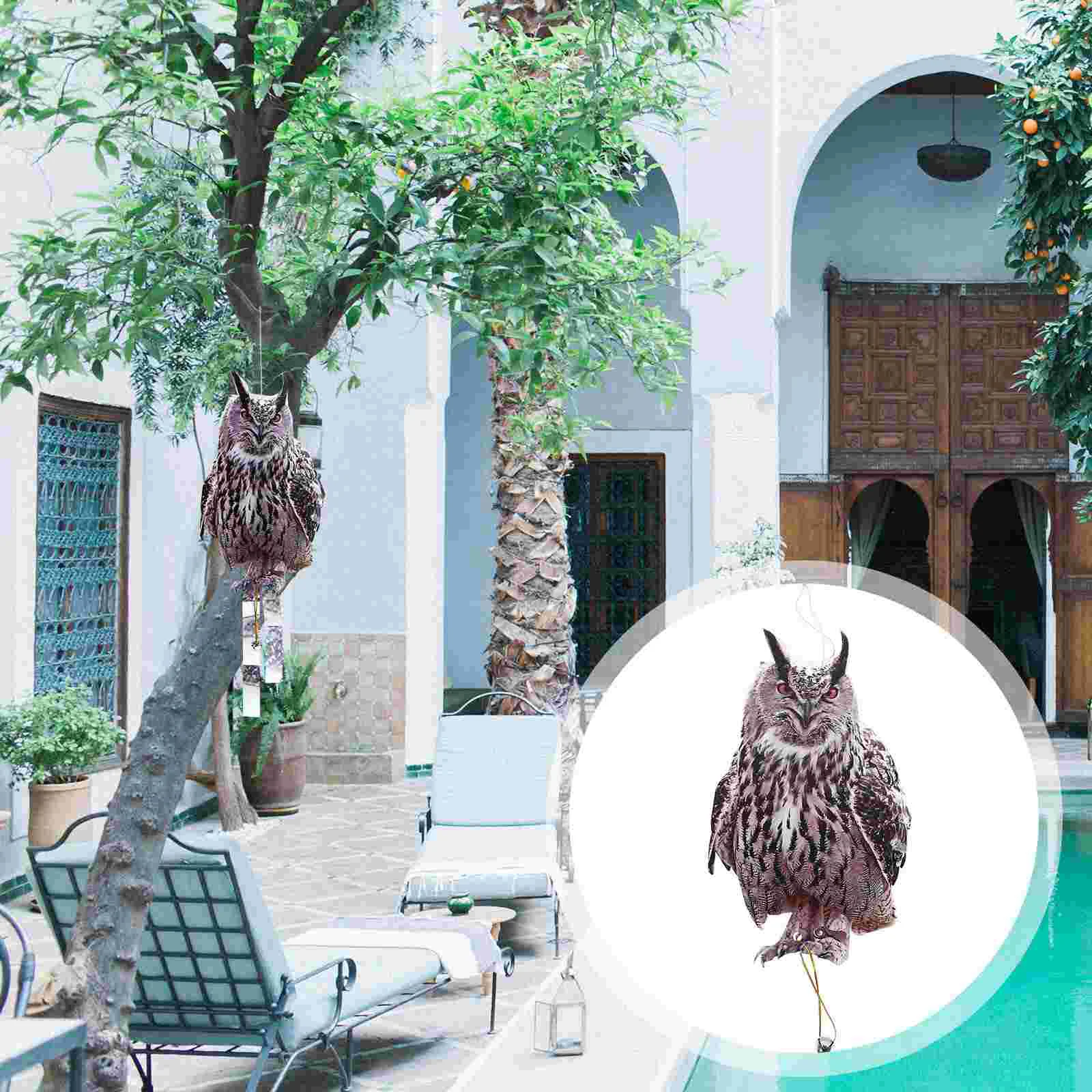 

2 Sets Bird Deterrent For Yard Garden Bird Owl Chic Deterrent Birds Pendants Acrylic Owls Frighten Scare Devices Outdoor
