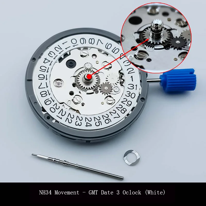 

TMI NH34 Movement Automatic GMT Date White Black Watch Mechanical Mod
