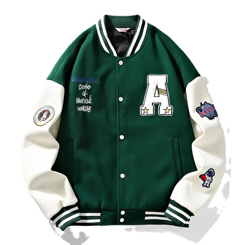

New in New in High-quality Retro Embroidered Logo Outdoor Baseball Lather Streetwear Jacket For Men