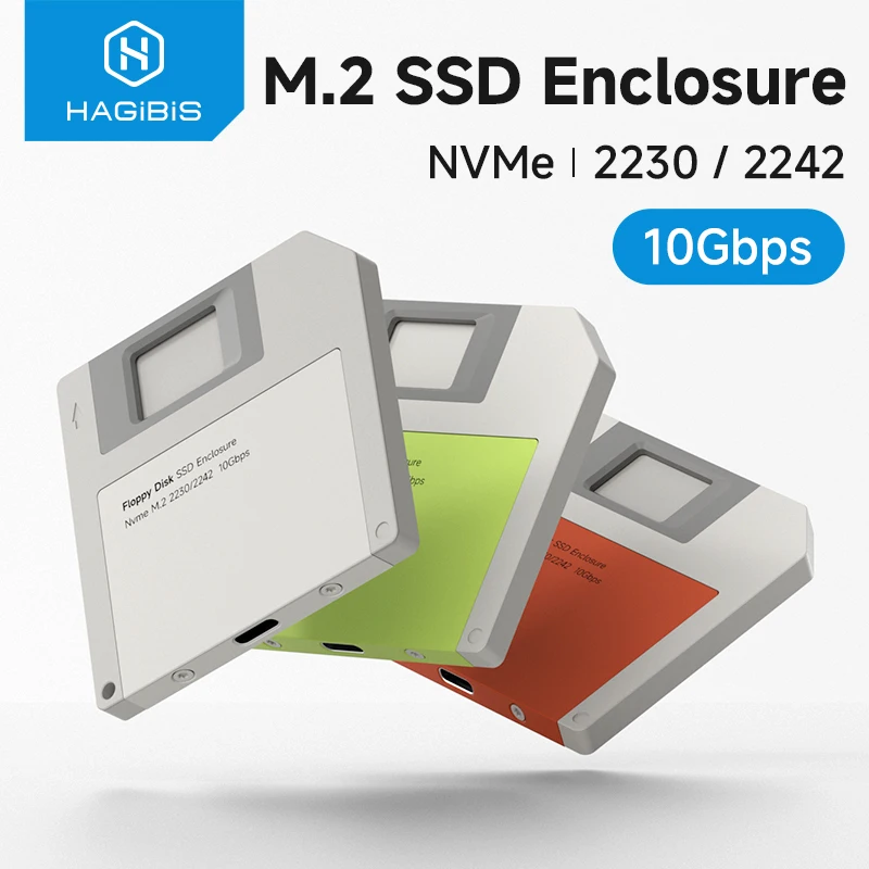 Hagibis 2230 M.2 NVMe SSD Enclosure USB 3.2 Gen 2 to PCI-E M.2 SSD Case 2242 External SSD Floppy Disk for iPhone 17 Pro Laptops