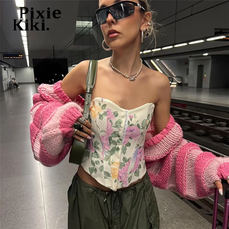 PixieKiki Pink Stripe Knitted Sweater Y2k Streetwear Women Fall Clothing 2022 Fashion Cute Long Sleeve Crop Tops P94-CI28