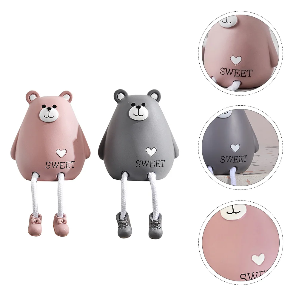 

House Ornaments Sitting Bear Statue Desktop Toys Table Ornament Toys Resin Statuette Hanging Feet Ornaments