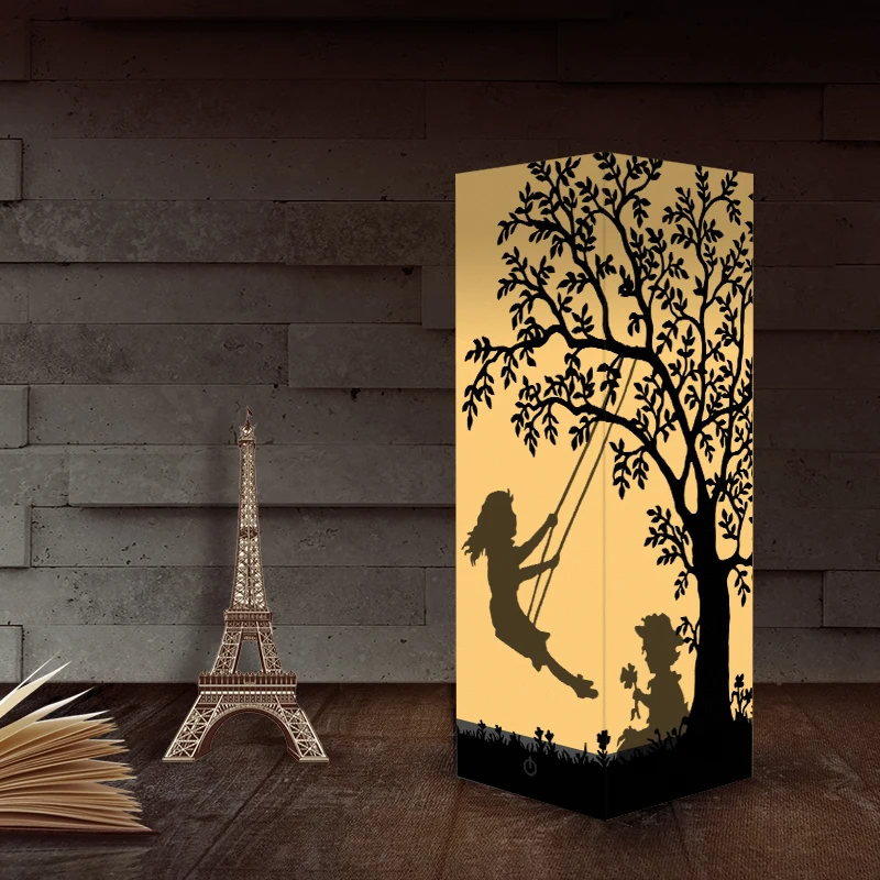 

Desk Accessories 3D Paper Lamp Swing Night Light Led Decorative Bedside Shadow Lamps For Brithday Children Gift