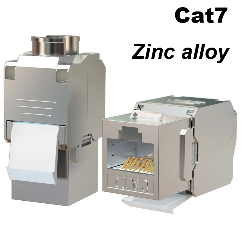 

Zinc alloy LAN Network RJ45 CAT7 CAT7A Plug 10 Gigabit Toolless Module Full Shielded Socket To Wall Adapter socket
