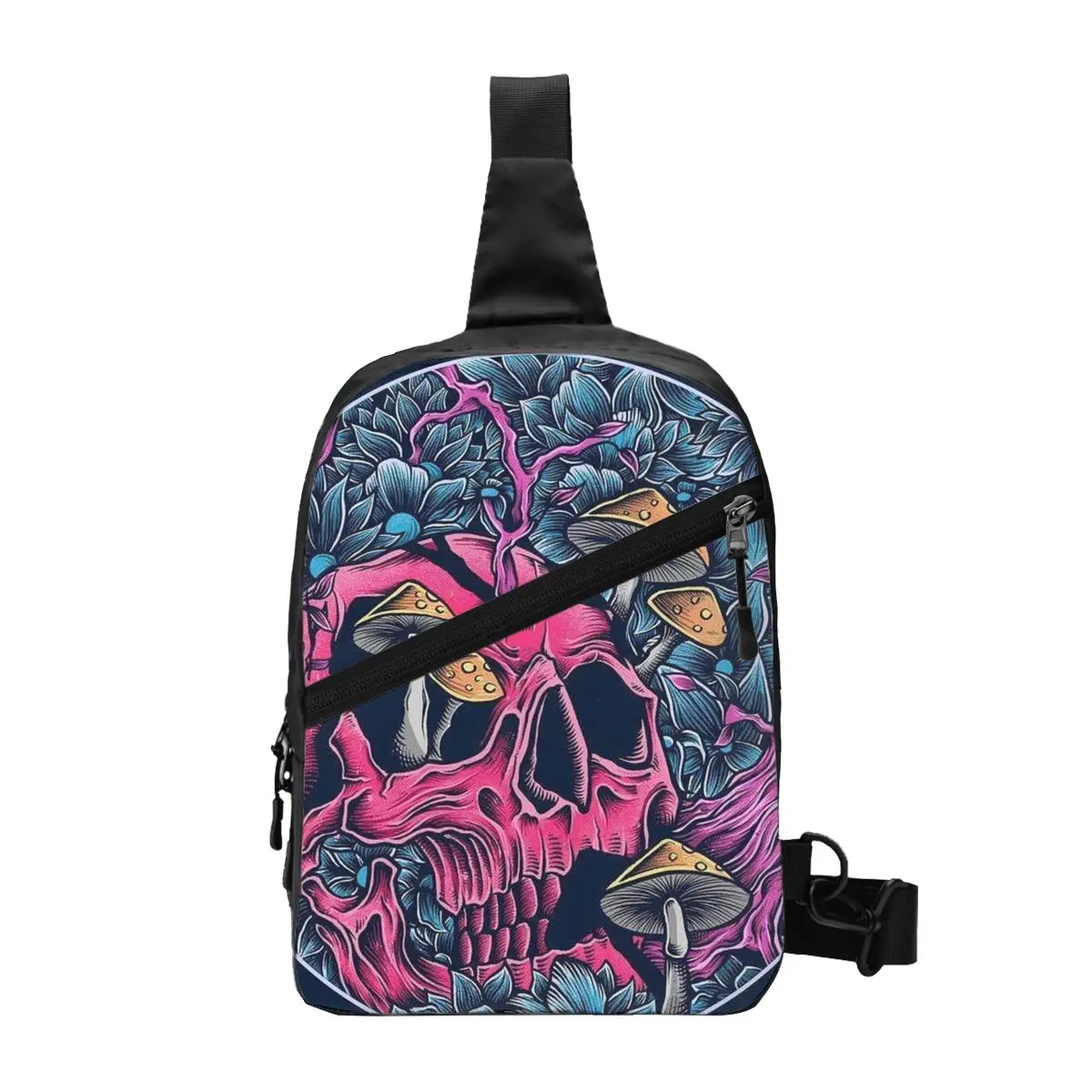 

Custom Trippy Skull Magic Mushroom Art Sling Bag for Men Cool Shoulder Crossbody Chest Backpack Traveling Daypack