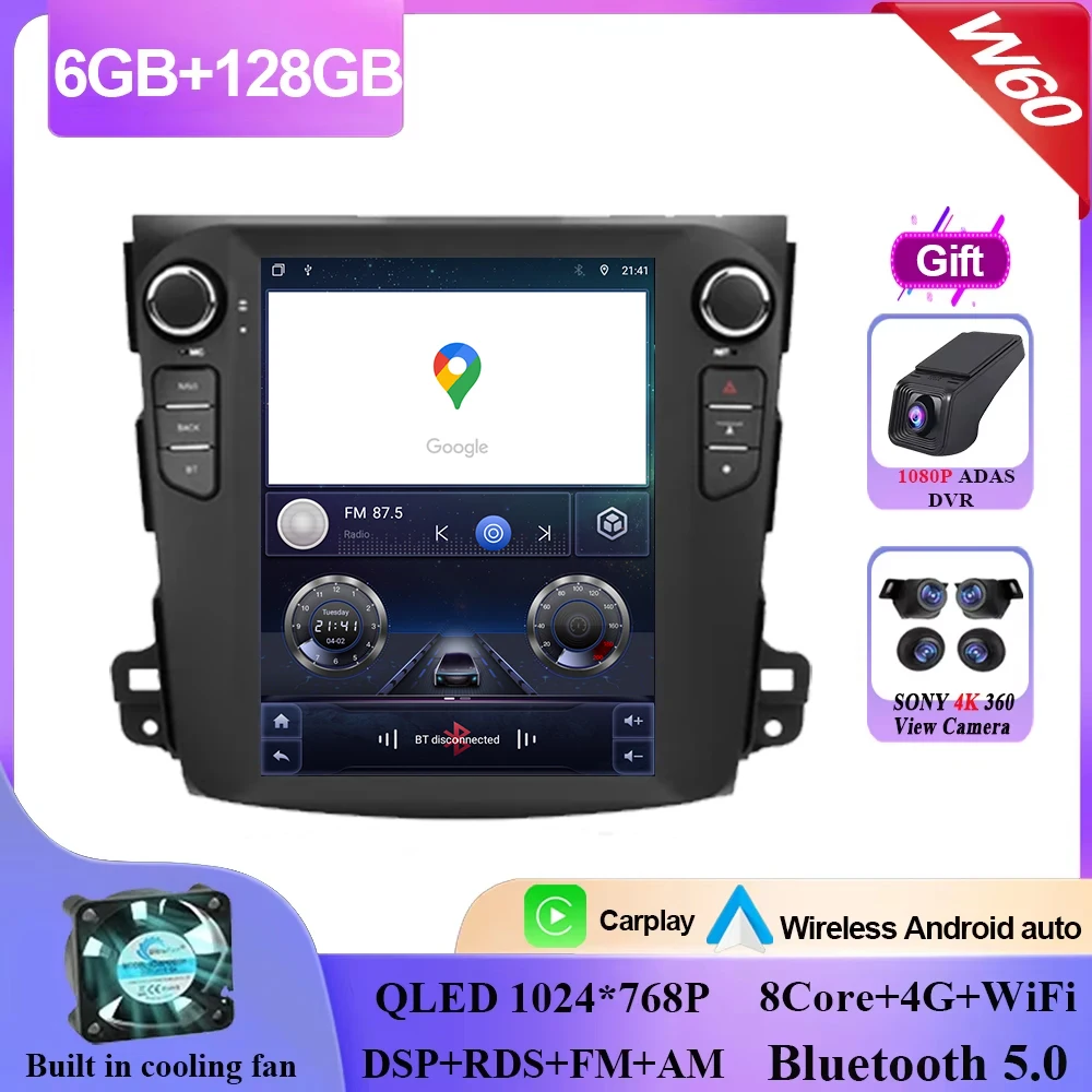 

9,7 "Android 15 для Mitsubishi Outlander Xl 2 2008-2011, автомобильный радиоприемник, мультимедийный плеер, стереонавигация, GPS Carplay, 4G HDR экран