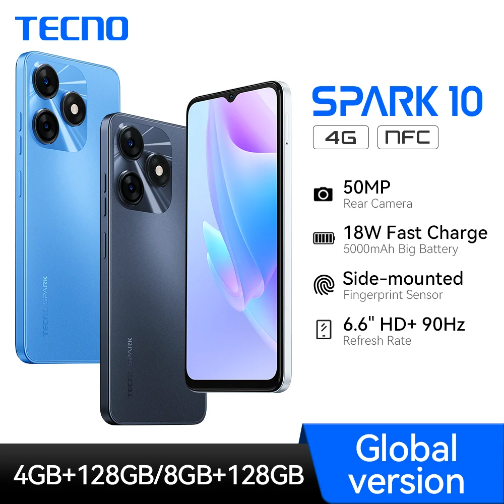 

TECNO SPARK 10 4G Smartphone 50MP Rear Camera 5000mAh NFC 68FHD+ Display Cellphone