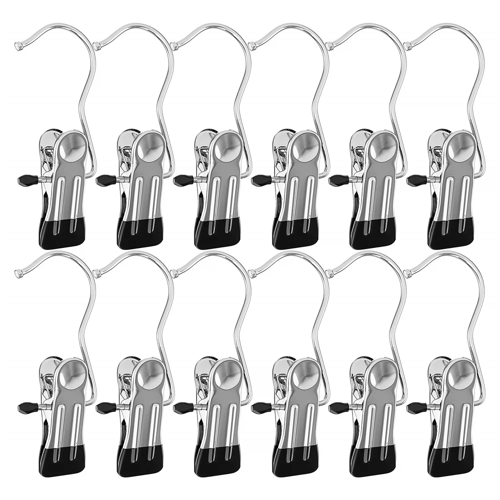 

12/24 Pack Boot Hanger for Closet, Laundry Hooks with Clips, Boot Holder, Hanging Clips, Portable Multifunctional Hangers Single