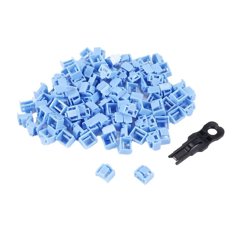 Фото Эффективные защитные заглушки для портов Ethernet LAN RJ45, 100 шт., синие, с защитой от пыли, с запатентованным замком и ключом №3