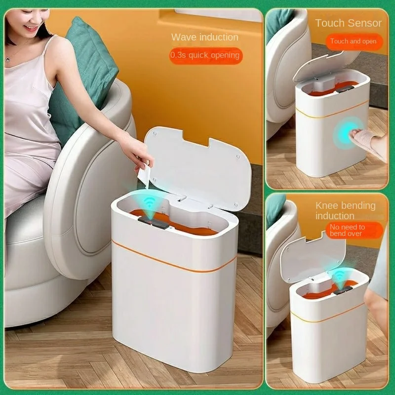 

16L New Smart Trash Can High-tech Induction Storage Bucket Bathroom Deodorant Waterproof Trash Can Household with Lid Creative