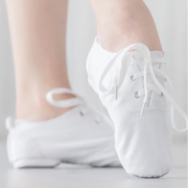 Балетки женские из тонкой ткани джазовые танцевальные туфли на шнуровке мягкие