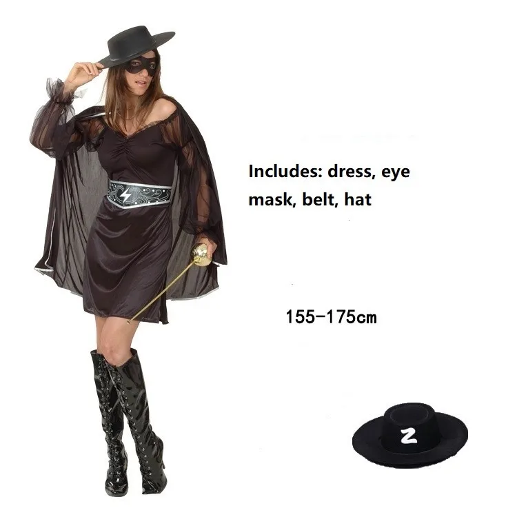 Children's Clothing Kids Halloween Mascot Zorro Cosplay Costume Cape  Jacket  Eye Mask Belt  Trousers Shoe Cover Hat