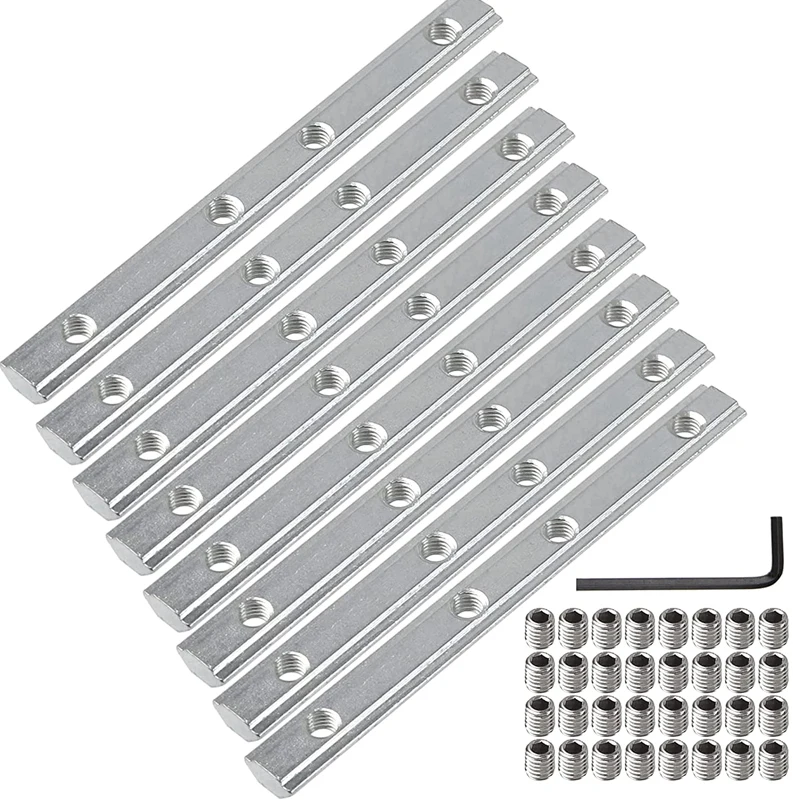 8Pcs 2020 Series Aluminum Profile Straight Line Connector for T Slot 6mm Joint Bracket Extrusion Connect Parts 4 Inch with screw