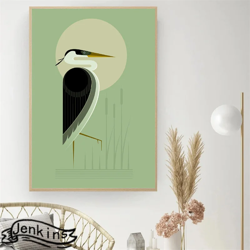 Современная Картина на холсте зеленый фон винтажные Животные Мультфильм герои