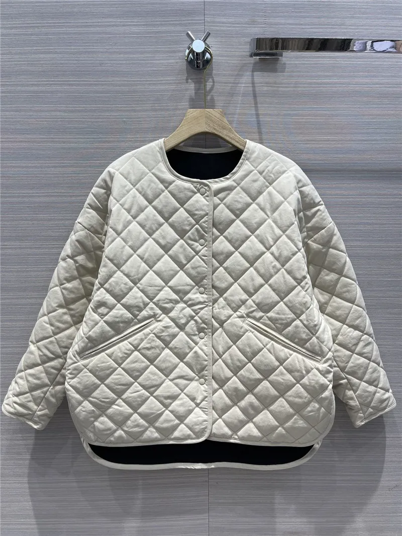 

Top Quality Women Vintage Double Diamond Quilted Jacket Loose Coat