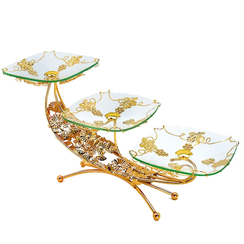 

Тарелка с фруктами для гостиной, домашняя элегантная фотография, роскошный креативный журнальный столик, изысканная тарелка-качели, Золотая стеклянная тарелка с фруктами