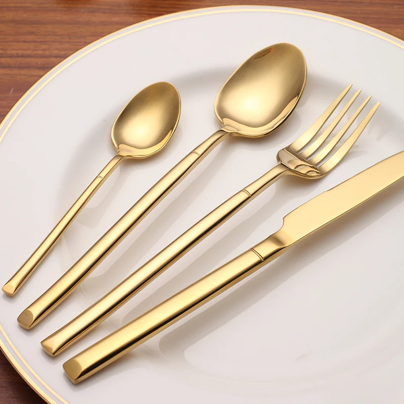 

Stainless Steel Cutlery Set Retro Gold Dinnerware Set Forks Knives Spoons Tableware Set Western Food Restaurant 24PCS