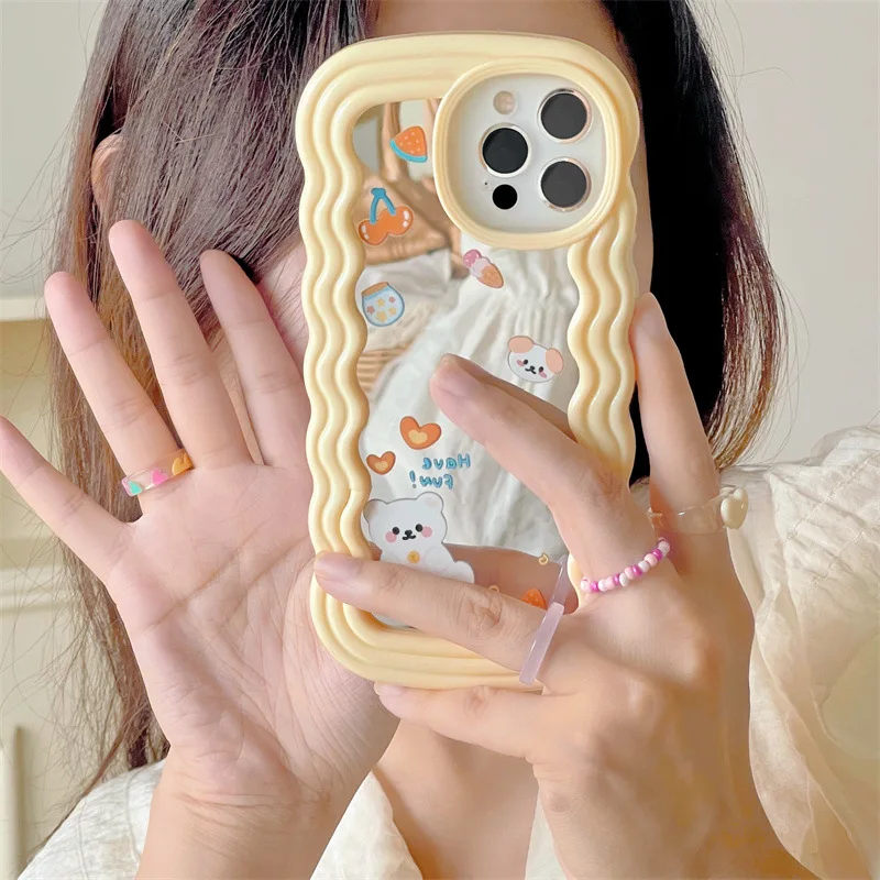 

Невидимый зеркальный чехол для телефона с подставкой с волнистой рамкой, чехол для телефона XR XS MAX iPhone 11 12 13 Pro Max, противоударный чехол для те...