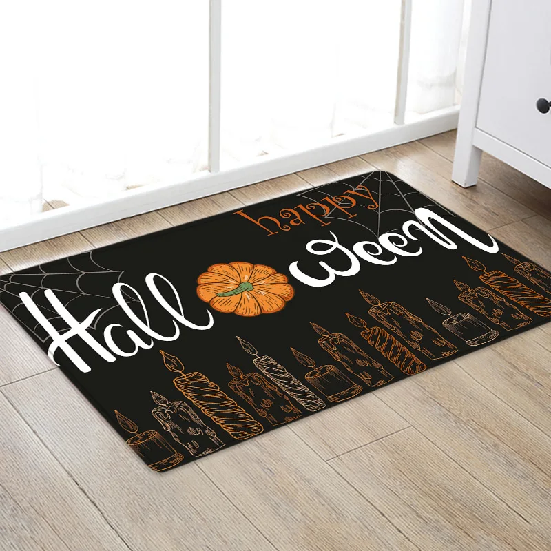 

Halloween Pumpkin Castle Funny Print Flannel Entrance Floor Mat Living Room Kitchen Carpet Bathroom Door Mat