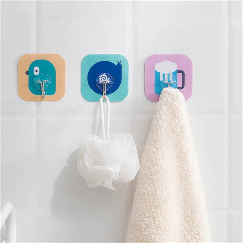 

5Pcs Cartoon Self-adhesive Hooks Traceless Punch-free Multi-purpose Hooks Home Kitchen Bathroom Hooks for Keys Cap Clothes