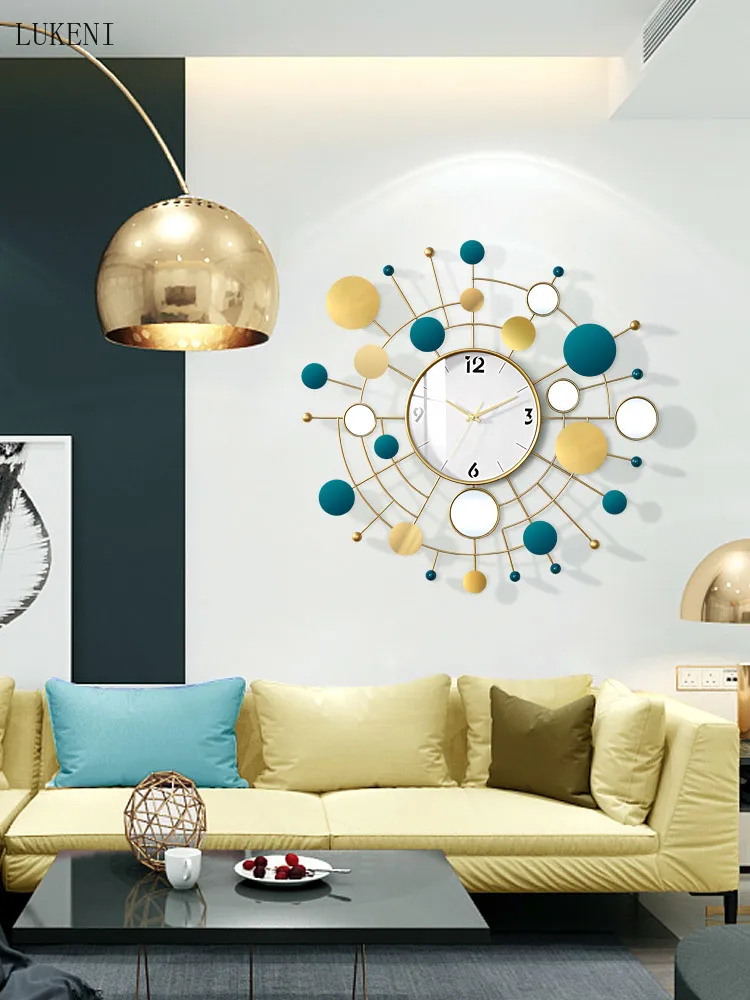 

Wall Clocks Living Room Home Fashion Nordic Creative Mute Clock Atmosphere Simple Modern Art Light Luxury Wall Watch