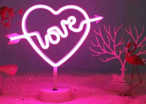 Neon Love Writing Table Night Lamp USB + Battery Decorative Gift