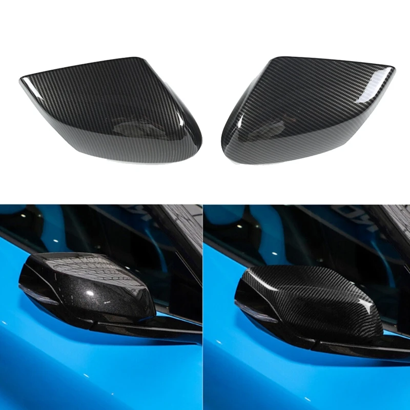 

Чехол для боковой двери Зеркала заднего вида Corvette C8 2020-2023 из углеродного волокна с рисунком, автомобильные аксессуары с левой и правой стороны