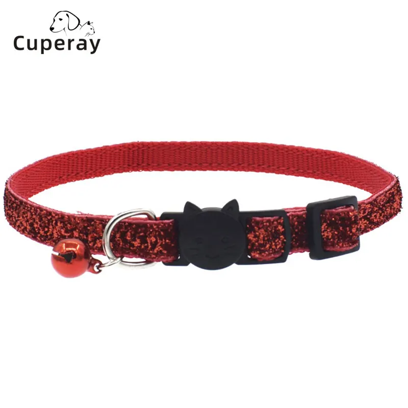 

Shiny Sequins Puppy Dog Cat Collar with Bell Quick Release Buckle Adjustable Necklace Deft Attractive for Small Medium Dogs Cats