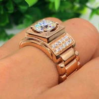 creativity white crystal zircon watch chain ring for women engagement party wedding rings jewelry hand accessories size 6 10