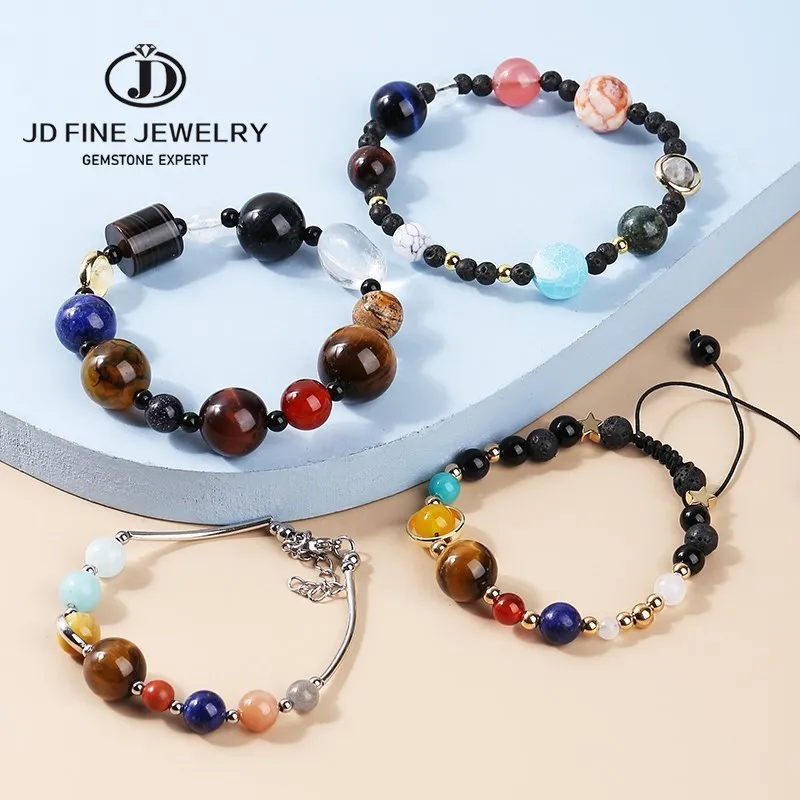

JD Universe Eight Planets Beads Bangles & Bracelets Fashion Jewelry Natural Solar System Energy Bracelet for Women Wholesale