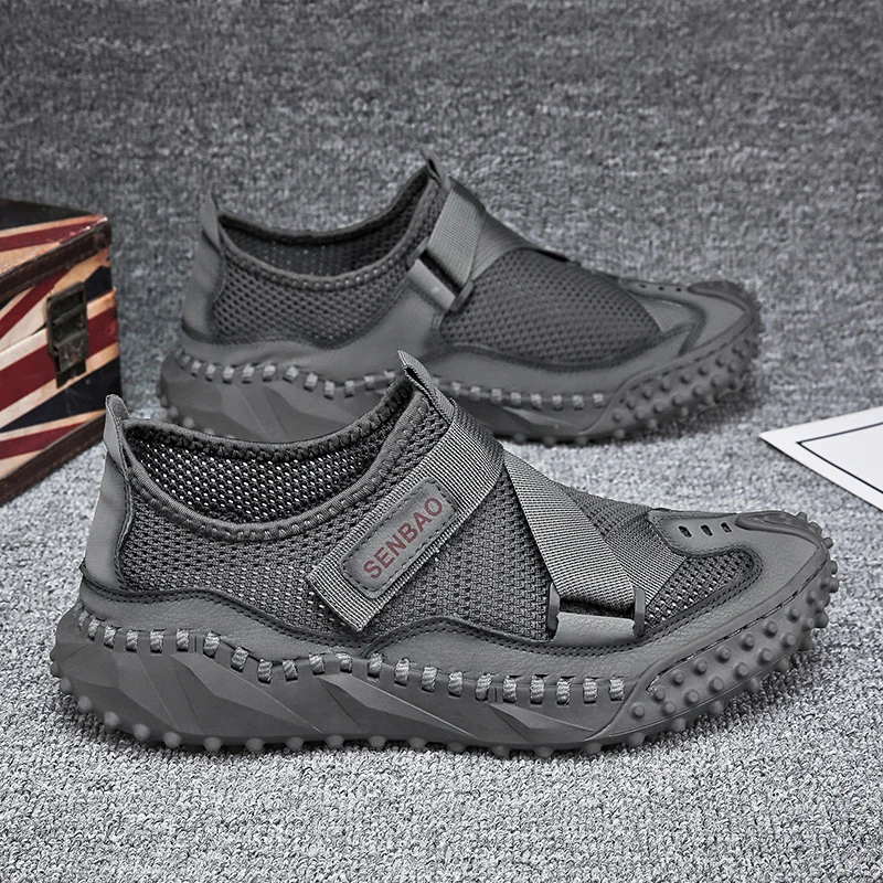 

Summer men's shoes breathable thin mesh casual sports tide shoes 45 plus size 46 one-pedal outdoor upstream shoes