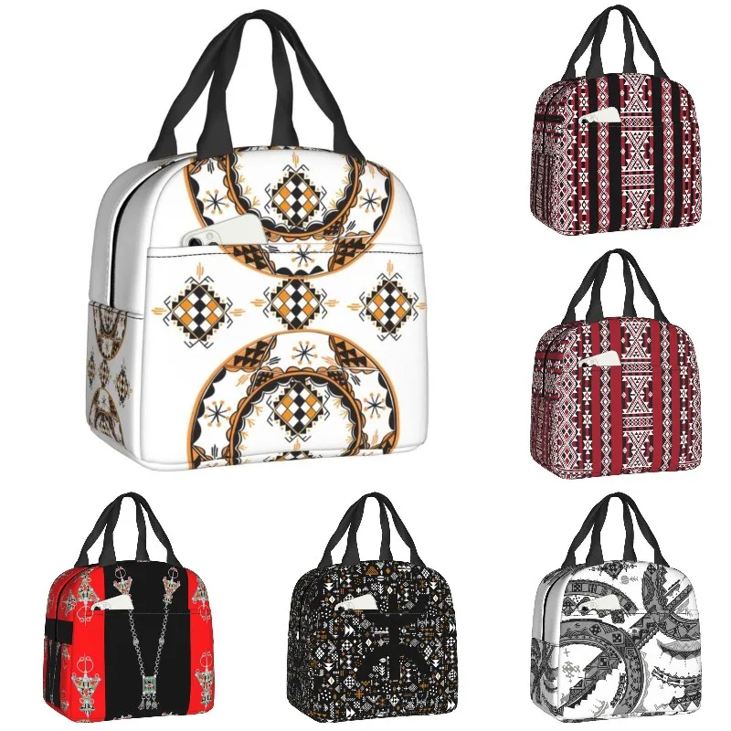 

Z Imazighen Insulated Lunch Bag for Camping Travel Kabyle Carpet Amazigh Leakproof Cooler Thermal Lunch Box Women Children