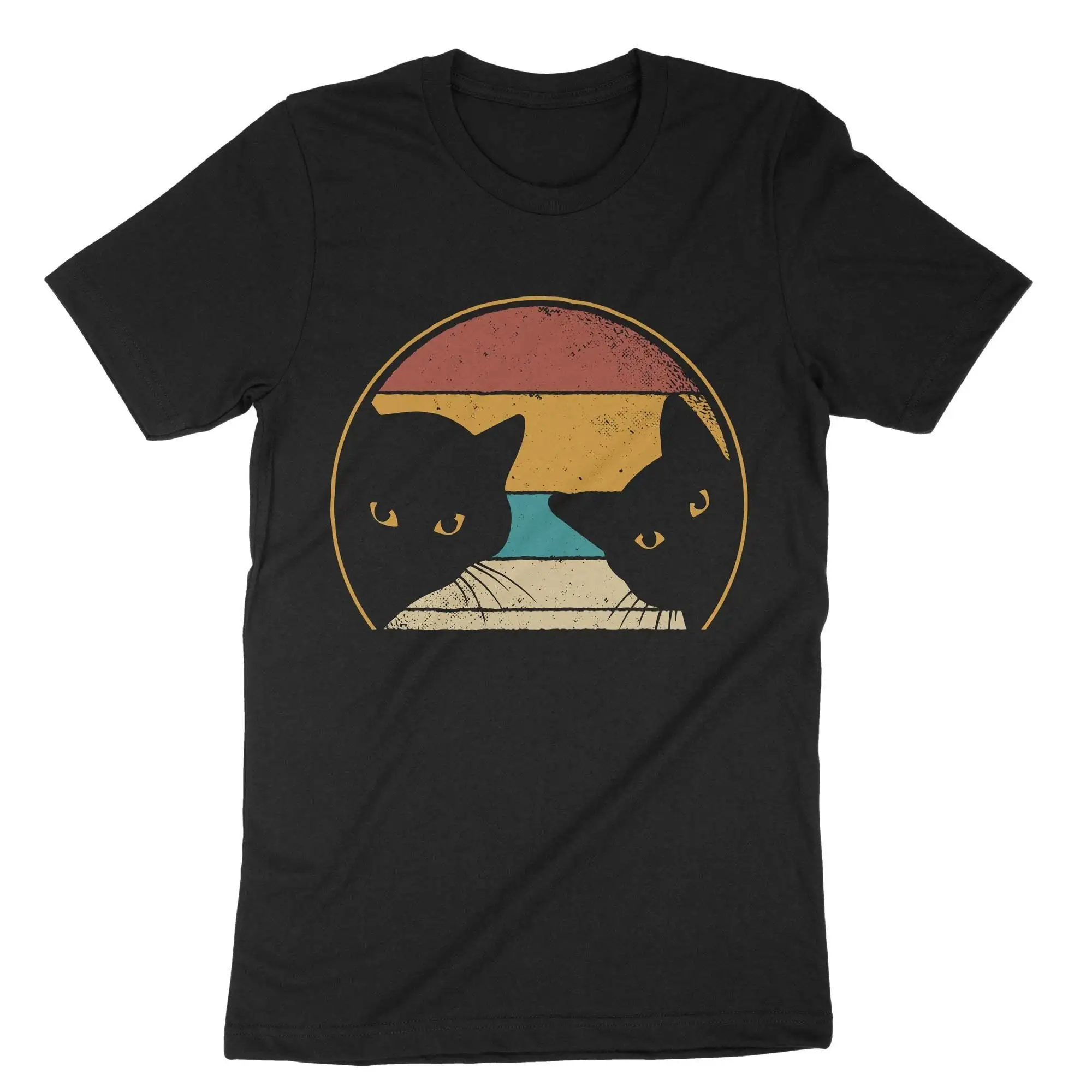 Винтажная футболка с изображением черных кошек