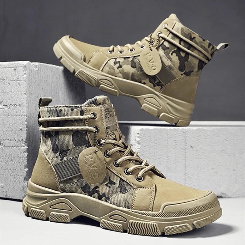 2022 New Military Boots Men Women Camouflage Khaki Black Hig