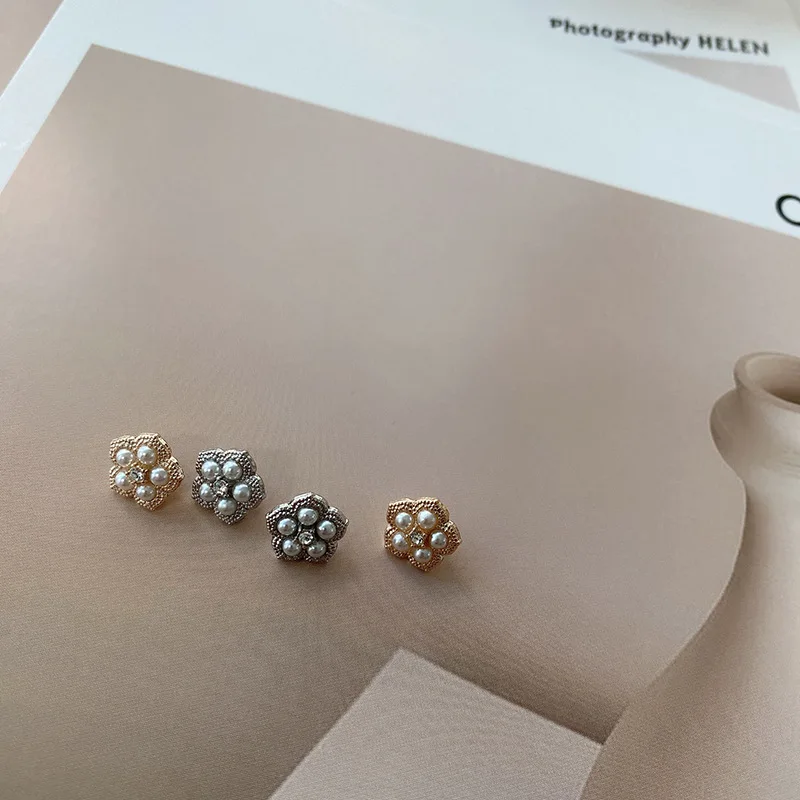 

women's Sewing Accessories Fashionable diamond pentagonal flower pearl buttons shirt sweater knit cardigan sleeve collar buttons