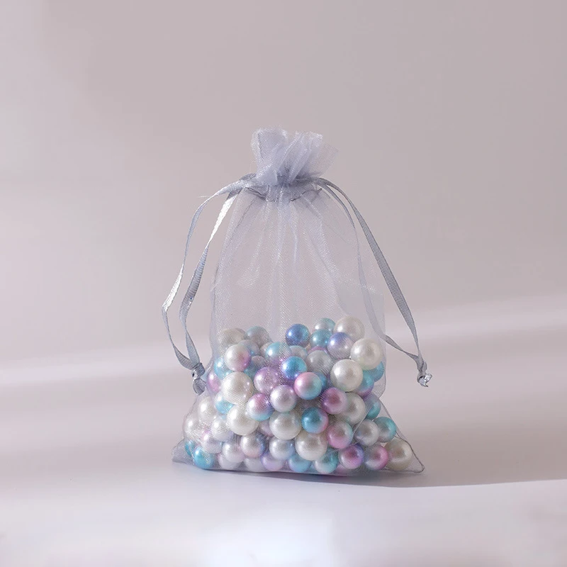 

100PCS Grey Organza Bags - Wedding Party Gifts, Candies, Jewelries Packing Pouches Drawable Bags Presents Sweet Pouches