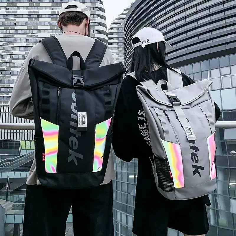 

Large Capacity Men's Backpack School Bags for Teenage Boys Nylon Black Casual Cool Laser Travel Men Backpack Women