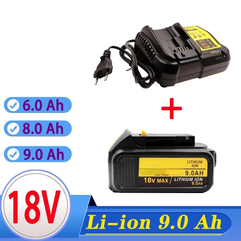 

18V 6AH 8AH 9.0Ah Max Xr Batterij Power Tool Voor Dewalt Dcb184 Dcb181 Dcb182 Dcb200 20V 5A 18Volt 18 V Accu Met Lader