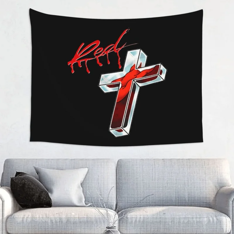 

Retro Cross Playboi Carti Tapestry Hippie Polyester Wall Hanging Music Halloween Wall Decor Yoga Mat Psychedelic Wall Blanket