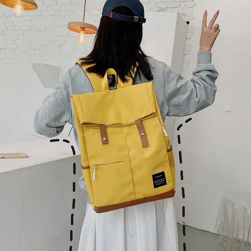 

Contrast Color Cover Backpack Student Leisure Travel Style Backpack Large Capacity 15.6 Inch Men's and Women's Computer Bag