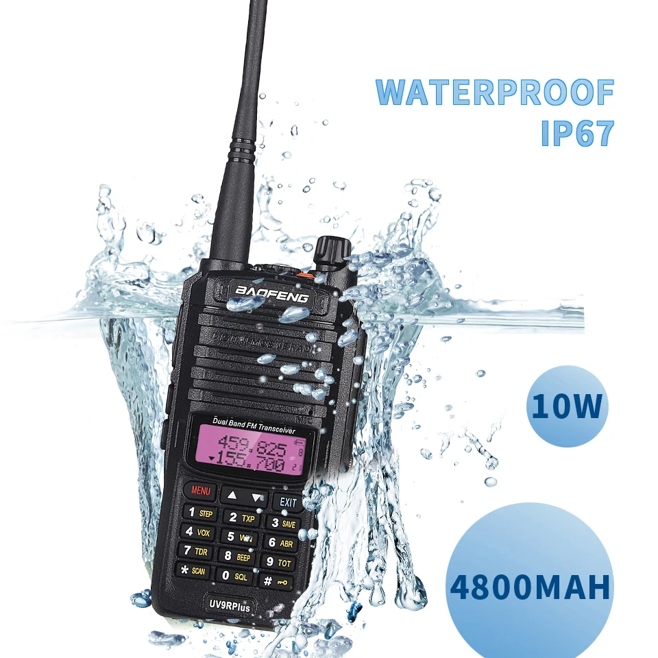 10W Power Baofeng UV-9R Plus Waterproof 10KM Hunting CB Ham Radio uv9rhp 4800mAh Walkie Talkie VHF/UHF Dual Band FM Transceiver