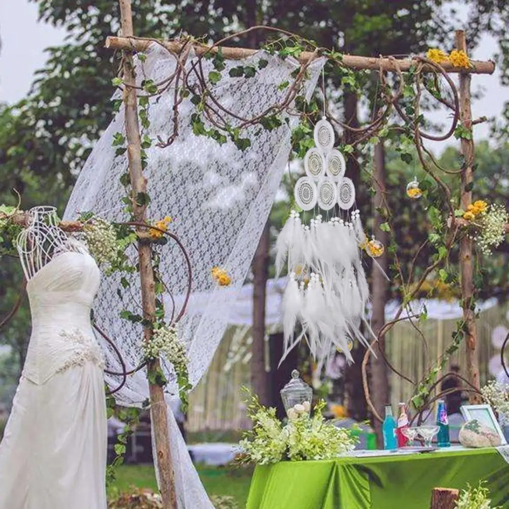

Белый прочный Ловец снов украшение свадебный фон реквизит перо Ловец снов привлекательный для гостиной