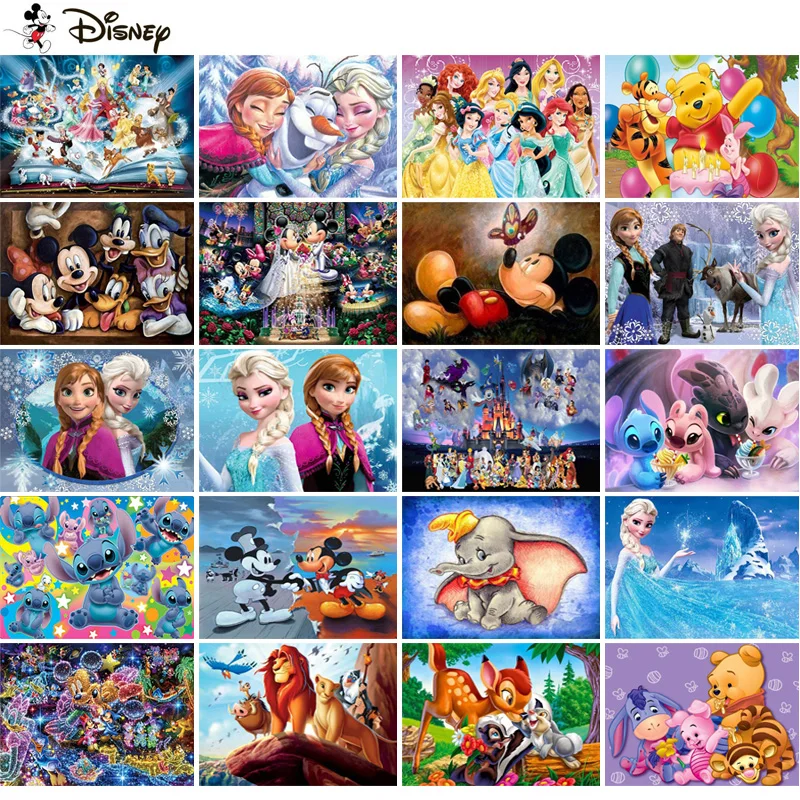 

Oil Painting By Numbers Disney Cartoon Princess Mickey Mouse Winnie The Pooh DIY Paint By Numbers for Adult Frameless Gift