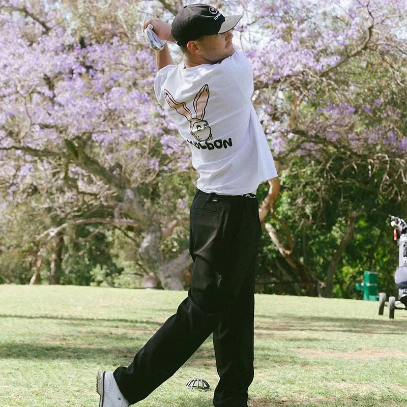 

Golf T-Shirt Fit Men Women Summer Cotton Top Malbon Golf Bucket Hat Short Sleeve Fashion Couple Loose Golf Clothing