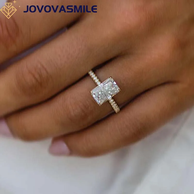 JOVOVASMILE  Moissanite Engagement Rings Jewelry Women 18k Gold 3 Carat 10x6.5mm Crushed Ice Hybrid Elongated Radiant Accessory