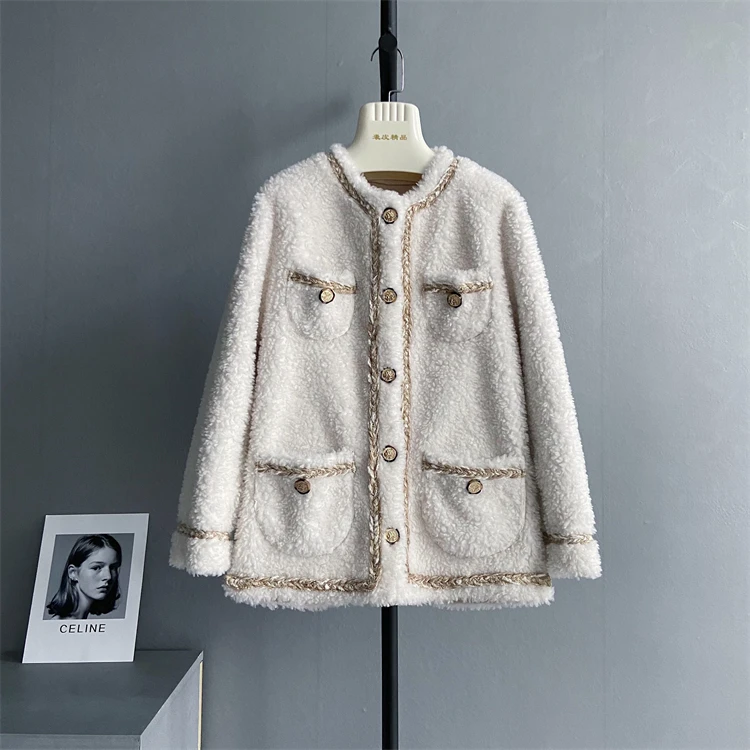 2023 New Korean Fashion Loose Short Coat Women's Real Fur Coats Jackets Lamb Fur Outwear Sheep Shearing Fur Clothes Tops F15